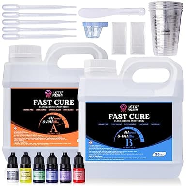 LET'S RESIN Fast Cure Epoxy Resin,Demold in 4 Hours,72OZ Upgrade Quick Drying & Crystal Clear Resin,Bubble Free Epoxy Kit for Craft,Art, Craft Supplies with Dye, Cup,Stir Stick