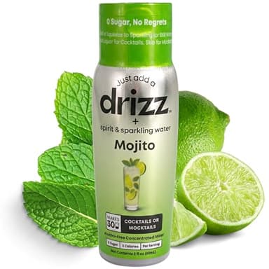 Drizz Mojito Mix Drops - 1 Pack, Makes 30 Drinks - Mint Lime Mojito Mixer - Pocket-Sized Cocktail & Mocktail Mix, Just Add Rum & Water, No Muddling - Zero Sugar, Low Calorie, Made in USA