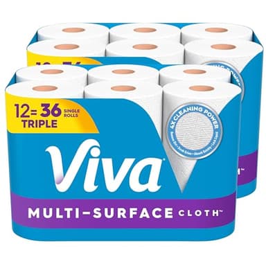 Viva Multi-Surface Cloth Paper Towels, Choose-A-Sheet Size, 12 Triple Rolls, 165 Sheets per Roll (Packaging May Vary)