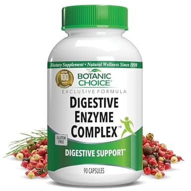 Botanic Choice Digestive Enzyme Complex - Digestive Aid for Healthy Gut Supplement for Better Digestion and Improved Nutrient Absorption to Ease Abdominal Bloating - 90 Pills