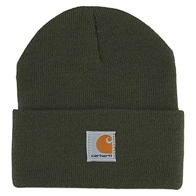 Carhartt Unisex Kids Youth Knit Beanie Cuff Hat, Olive (Youth),One Size