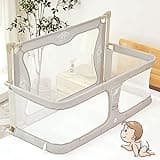 3 in 1 Baby bassinets bedside sleeper,120x50cm,for co sleeper for baby in bed,Portable Crib,for co sleeper bassinet attach to bed,baby beds,breathable and visible mesh window and sturdy aluminum alloy