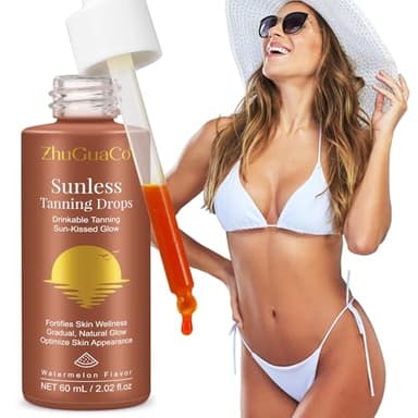 Sunless Tanning Drops to Drink | Oral Drinkable Sunless Tanning Drops for Natural Glow | Safe & Long-Lasting Enhances Natural Tan | for All Skin Types