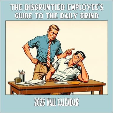 2026 Disgruntled Employee's Guide to the Daily Grind White Elephant Monthly Wall Calendar - Funny Gag Gift -Vintage Style Drawings | Demotivational Calendar 2025-2026