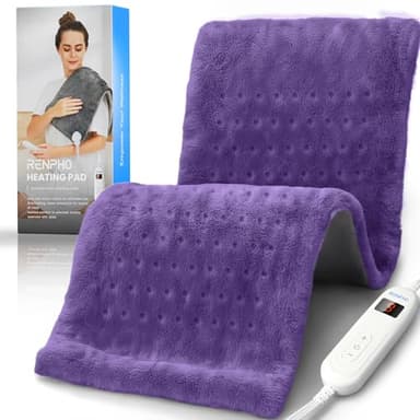 RENPHO Electric Heating Pads, King Size Heating Pad for Back Pain & Cramps Relief, FSA Eligible HSA Store, Valentines Day & Birthday Gifts for Her Him, ETL Certified, Auto Shut Off, 12" x 24" Violet