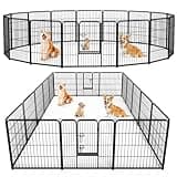 Sweetcrispy Dog Playpen Indoor - Pet Fence Exercise Pen for Yard Gate 16 Panels Foldable Puppy Playpens with Doors Metal Dog Pen for Camping, RV, Outdoor, Small/Medium/Large Pets, 32” Height