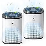 2 Pack CHIVALZ Air Purifiers for Bedroom with True HEPA Filter for Smoke, Dust, Pollen, Pet Dander, Small Air Purifiers for Home Bedroom, Quiet Air Cleaner with 24dB Sleep Mode, White & Black