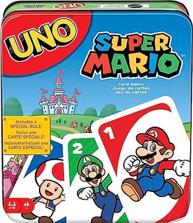 Mattel Games UNO Super Mario Card Game Animated Character Themed Collector Deck 112 Cards with Character Images, Gift for Kids Ages 7 Years Old & Up (Amazon Exclusive)