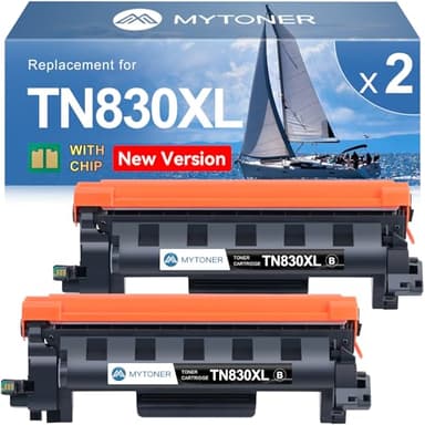 MYTONER Toner Cartridge Replacement for Brother TN830XL TN830 XL/V/R TN-830 Black High Yield for DCP-L2640DW HL-L2460DW L2480DW MFC-L2820DW XL HL-L2405W HL-L2400D 2465DW Printer, 2Pack