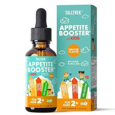 TallTrek Appetite Booster Drops for Kids - Toddler Liquid Formula to Support Healthy Nutrient Absorption with Vitamins B1 B3 B6 B12 Zinc & L-Lysine - Ages 2+ - Sugar-Free 2 Fl Oz