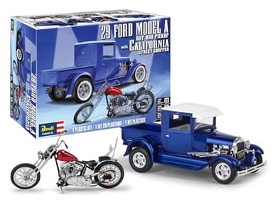 Revell 14565 1929 Ford Model A Hot Rod Pickup with California Street Chopper 1:25 Scale 205-Piece Skill Level 5 Model Building Kit