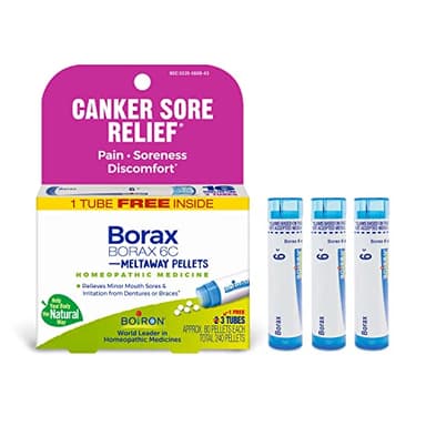 Boiron Borax 6C Homeopathic Medicine for Canker Sore Relief, Pain, Soreness, or Discomfort - 3 Count (240 Pellets)