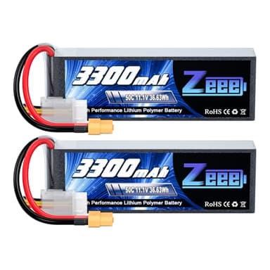 Zeee 3S Lipo Battery 3300mAh 11.1V 50C Soft Pack Battery with XT60 Connector Compatible with RC Car Truck Quadcopter Airplane Helicopter Boat Drone FPV(2 Pack)