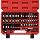 MIXPOWER 3/8" Drive Deep Impact Socket Set, 6 Point, 49 Piece Standard SAE and Metric Sizes-5/16-Inch to 3/4-Inch and 8-22 mm, 3/8'' impact universal joint, Cr-V Steel Mechanic Socket Set