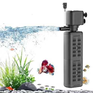 SYSENCIAGA 40-150 Gallon Internal Aquarium Filter, 4-in-1 Submersible Power Fish Tank Filter with Water Pump, Wave Maker & Air Bubbler for Large Fish Tanks, Turtle Tanks, and Koi Ponds（25W ）