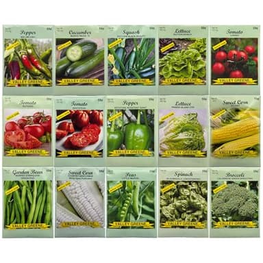 15 Pack Vegetable Garden Seeds - Deluxe Heirloom Variety Pack, Non-GMO, Perfect for Home Gardening and Planting