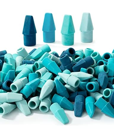 Mr. Pen- Pencil Top Erasers, 120 Pack, Blue Shades, Latex-Free, No-Smudge Cap Pencil Erasers for Precise Erasing, Kids, Teachers, Studying Supplies