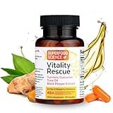 Vitality Rescue, Fish Oil DHA EPA Omega 3 and Turmeric Supplement w/Bioperine, CurcuWin 46X Superior Absorption Curcumin to Support Workout Recovery, Joint, Muscle, Cardio & Brain Health, 30 Capsules