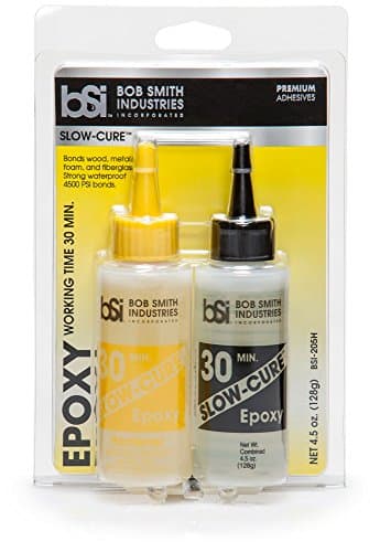 Bob Smith Industries BSI-205 Slow-Cure™ Epoxy - 4.5 oz. Combined, Clear - 30-Minute Working Time Adhesive for Wood, Fiberglass, Metal, Crafts & Structural Repairs