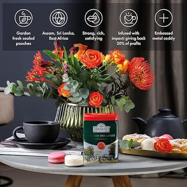 Ahmad Tea Caddy Gift Tin, English Scene, English Breakfast, 100 Gram