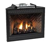 Empire Comfort Systems 36" Direct-Vent NG Millivolt Control Fireplace with Logs, Burner, Tempered Glass, Herringbone Ceramic Fiber Brick, Power Outage Heating, Realistic Flame Effect
