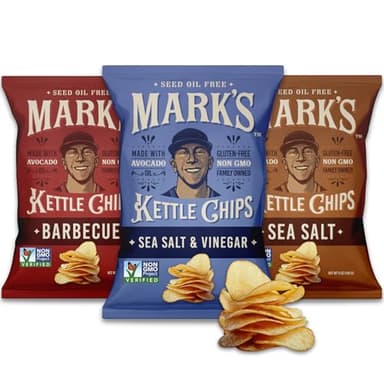 MARK’S Kettle Cooked Avocado Oil Potato Chips, Variety Pack – Gluten Free and Seed Oil Free | 3-Flavor Variety Pack, 5 oz (Pack of 3) | Gluten Free, Non-GMO Chips for Clean & Healthy Snacking