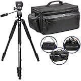 Ultimax’s Extra Large, Water-Resistant Gadget Bag With 80” Tripod Compatible With Camcorders for Panasonic AG-AC160, AC30, AC90A, AC130A, AF100, HVX200, UX-90, UX-180, HC-X1000, HC-X1, And More