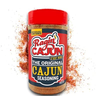 Original Cajun Seasoning - 8 oz, Less Salt, Low Sodium, No MSG, All Natural - Authentic Louisiana Spice for Grilling and Cooking Fish, Chicken, Steak, Soup, Seafood & Gumbo by Ragin' Cajun