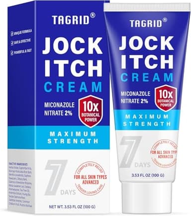 Antifungal Jock Itch Cream: Jock Itch Treatment for Men and Women - Extra Strength Antifungal Cream for Skin - Relief for Itchy Skin - Premium Anti-Fungal Relief - Relieves Itching Burning - 3.53 OZ