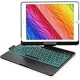 BABG Keyboard Case for iPad 6th Gen 2018, iPad 5th Gen 2017, iPad Pro 9.7, iPad Air 2, iPad Air 1, 360 Screen Rotation 7 Colors Backlight iPad Case with Keyboard - Black