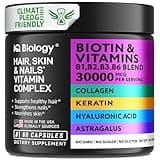 Biotin 10,000 mcg Supplement for Hair Growth with Collagen & Keratin for Hair Loss & Thinning Hair - Hair Skin and Nails Vitamins for Women & Men - Healthy Regrowth, Skin Glow & Nail Repair - 60 Pills