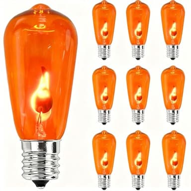 Oviejo Flicker Flame Light Bulbs, Halloween ST40 Orange Flickering Replacement Bulbs with a Flickering Orange Glow for Halloween Outdoor Patio Backyard String Lights, 1 Watt, 120 Volt 10 Pack