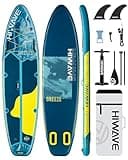 Hiwave Inflatable Stand Up Paddle Board 11’*34”*6” Sup Board, 350lbs Capicity Adult&Youth Paddle Board, Pet Friendly for Ocean&Lake, w/Double Action Hand Pump Blue