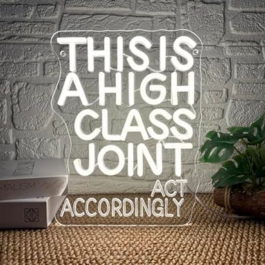 This Is A High Classy Joint Neon Sign Vintage Style Bedroom Neon Sign Funny Dorm Quote Trendy Wall Art Led Light for Cowboy Room Decor Cool Living Room Decor Christmas Birthday Gift(9 * 11.8in)