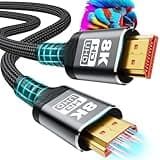 10K 8K HDMI Cable 2.1, Available 1.5FT, 3.3FT, 5FT, 6.6FT, 10FT, 13FT, 16FT, 20FT, 25FT Lengths for Selection,Ultra High Speed HDMI Cable Braided Cord 48Gbps, 8K@60Hz /4K@120Hz, HDCP 2.2&2.3