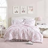 Laura Ashley- Queen Comforter Set, Reversible Cotton Bedding with Matching Sham(s), Farmhouse Home Decor, Dorm Room Essentials (Delphine Mauve Pink, Queen)