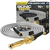 Bionic Steel Pro 75 FT Garden Hose with Nozzle, 304 Stainless Steel Metal Water Hose 75Ft, Flexible Hose, Kink Free, Lightweight and Durable, Crush Resistant Fitting, Easy to Coil, 500 PSI 2024 Model