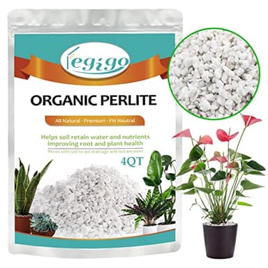 Legigo 4 Quarts Organic Horticultural Perlite for Plants Indoor- Natural Horticultural Soil Additive Conditioner Mix for Improves Drainage, Ventilation and Root Growth