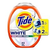 Tide Power PODS Plus Ultra OXI White and Bright Laundry Detergent, Advanced Stain Removal and Whitening Power, 45 Count, Tide Pods Laundry Detergent, Laundry Pods Detergent