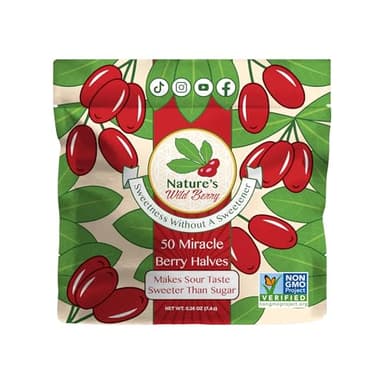 Nature's Wild Berry Miracle Berries – 50 Flavor-Changing Berry Halves | Resealable Refill Pack | Freeze-Dried in USA | Turn Sour to Sweet | As Seen on Shark Tank | Magic Fruit for Taste Transformation