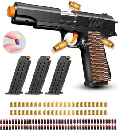 Toy Gun, Shell Ejecting Toy Gun with Soft Bullets, Educational Model Toy Pistol Shooting Game, Gifts for Kids Boys Girls