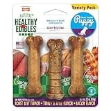 Nylabone Healthy Edibles Natural Puppy Chews Long Lasting Treats for Puppies, Roast Beef, Apple & Bacon Flavor, X-Small/Petite (3 Count)