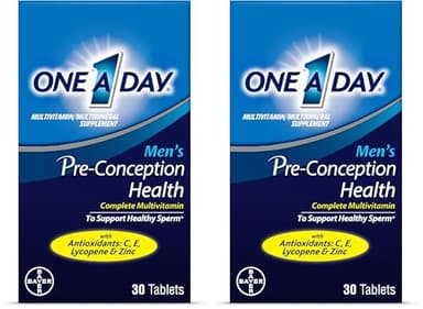 A Day Men's Pre-Conception Health Multivitamin to Support Healthy Sperm,Supplement for Men with Vitamin C,Vitamin E,Selenium,Zinc,and Lycopene,30 Count (Pack of 2)