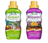 Espoma Organic Bloom Liquid Blossom Booster 16 Oz & Grow All-Purpose Liquid Plant Organic Food 16 Oz Concentrate