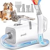 Pecute Dog Dryer with Cool-Warm-Hot Cycle Mode, High-Velocity Dog Hair Dryer, Dog Blow Dryer with Adjustable Speed & Temp, 4 Nozzles, Soft Noise Pet Dryer for Grooming, Heat Resistant Hose, 6.5ft Cord