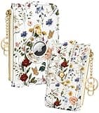 Miss Adola Cute Card Wallet Women with AirTag Holder - Retro Floral Genuine Leather Small Wallets with Keychain RFID Credit Cardholder Air Tag Aesthetic Coin Purse for Female Ladies Teen Girls