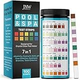 7-Way Pool Test Strips, 100 Quick & Accurate Pool and Spa Test Strips, Pool Water Test Kit - Chlorine, Bromine, pH, Hardness, Alkalinity, Pool Water Tests, Spa and Hot Tub Test Strips with Ebook - JNW