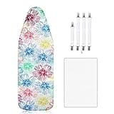 Newthinking Ironing Board Cover 18 x 49 inch, Elastic Edge Scorch Resistant Ironing Board Cover and Pad, Include 4 Fasteners and Protective Scorch Mesh Cloth