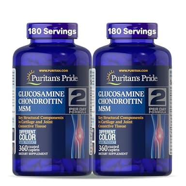 Puritan's Pride Glucosamine Chondroitin MSM Dietary Supplement for Joint Health, 360 Coated Caplets