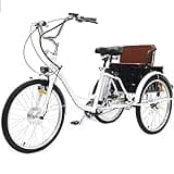 OLIKED Electric Tricycle for Adults, 24" E Bike 500W Removable 3 Wheel Electric Bike, 36V/12Ah Step Thru Cruiser Bike Electric Bicycle with Rear Basket